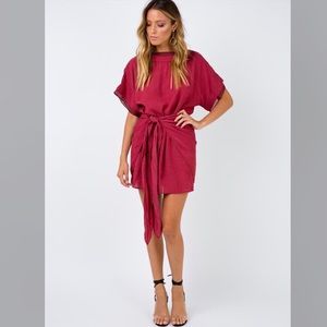 Burgundy mini wrap dress